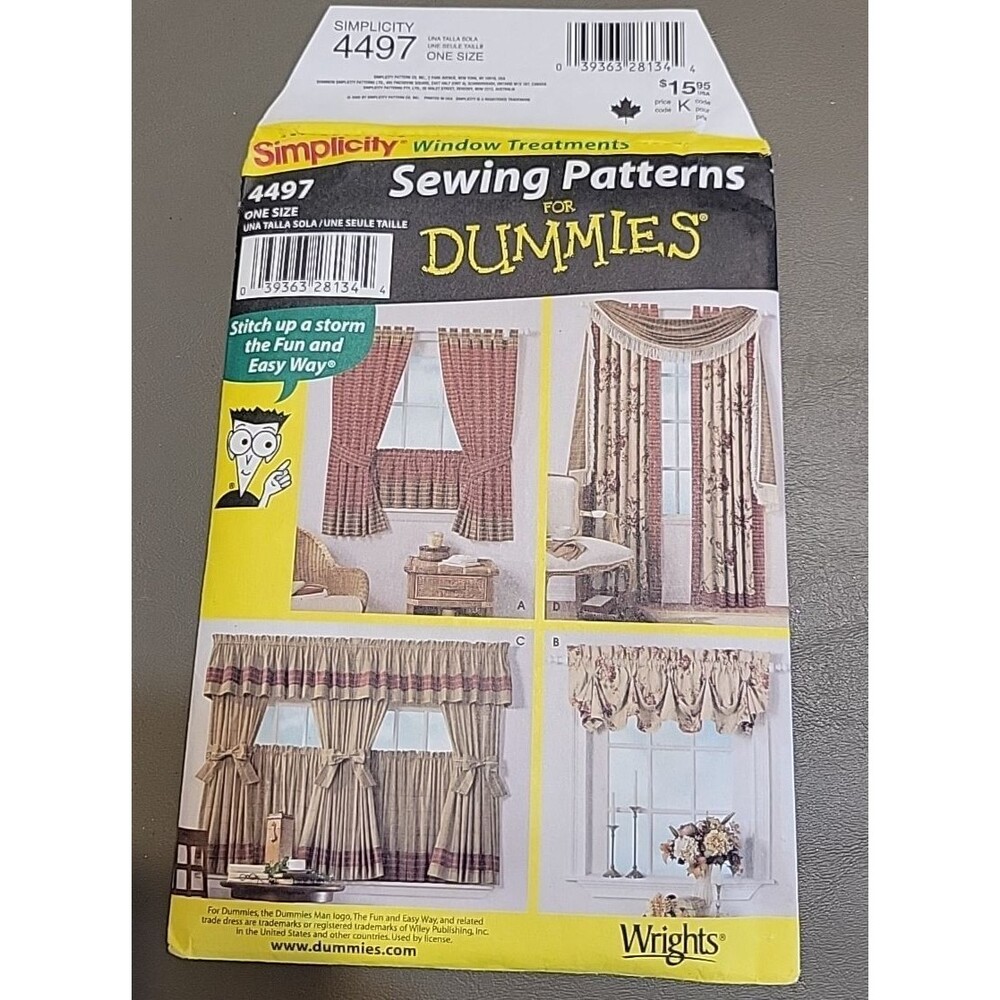 Simplicity 4497 Window Treatments Cafe Curtains Valance Sewing Pattern Uncut